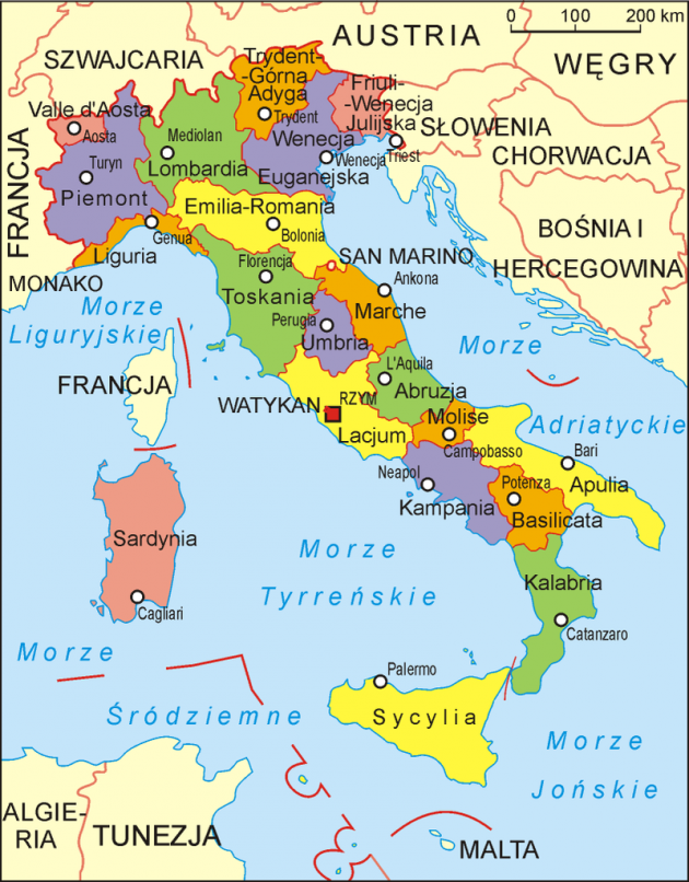 Włochy podział regionalny